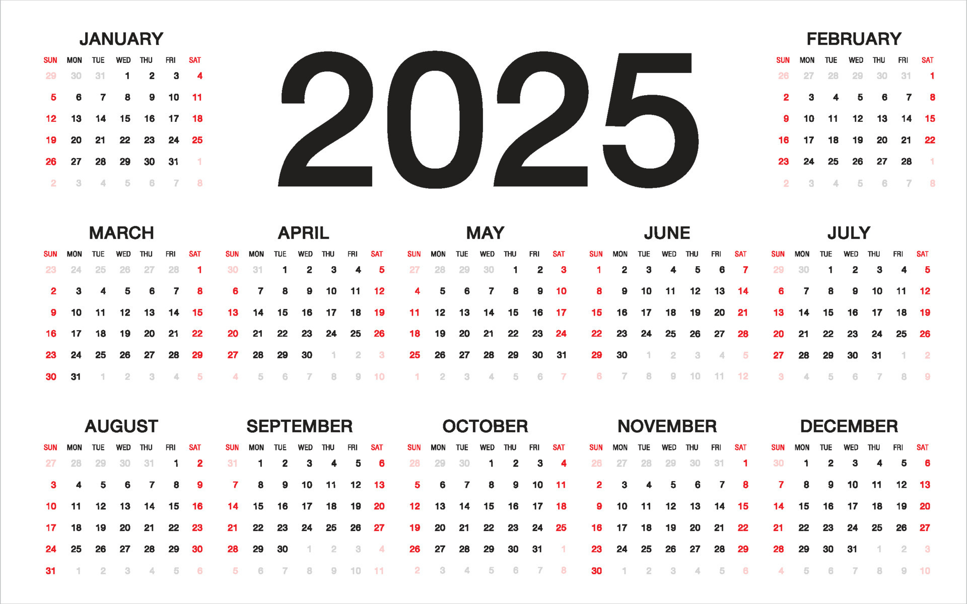 calendar 2025 template 7924485 Vector Art at Vecteezy