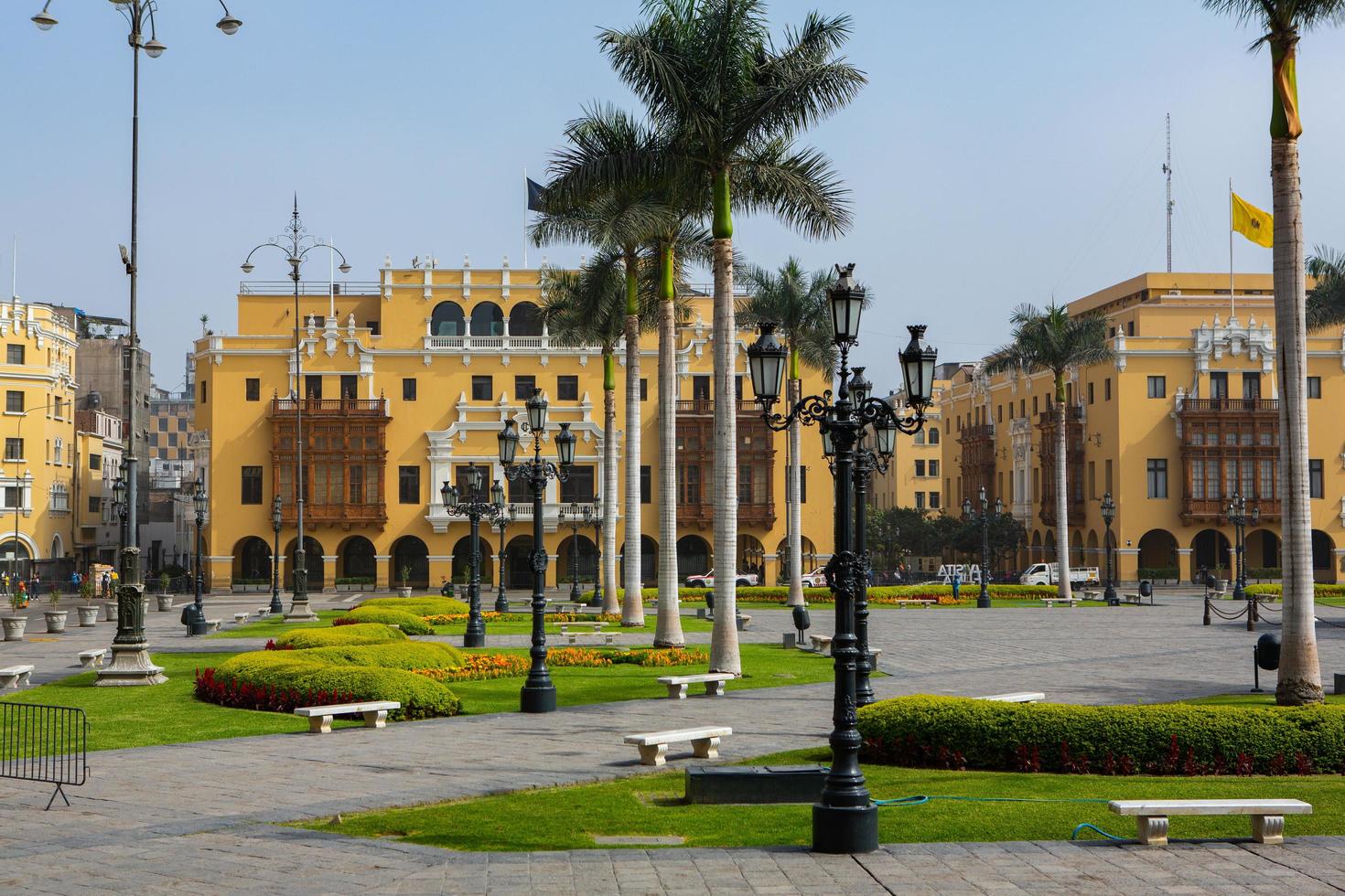 Beautiful colonial buildings and streets in the Peruvian capital, Lima Editorial photo. photo