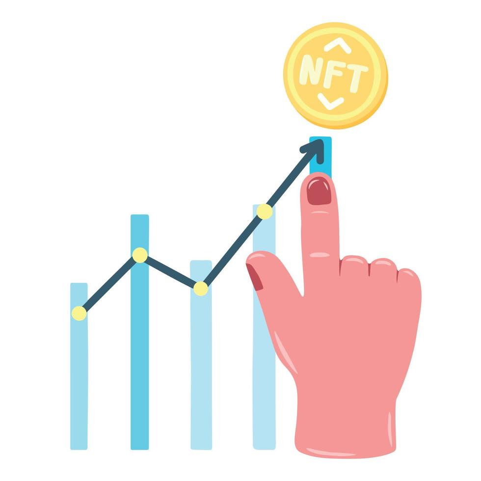 Cryptocurrency Growth Concept Vector Flat Illustration. Non-fungible token concept