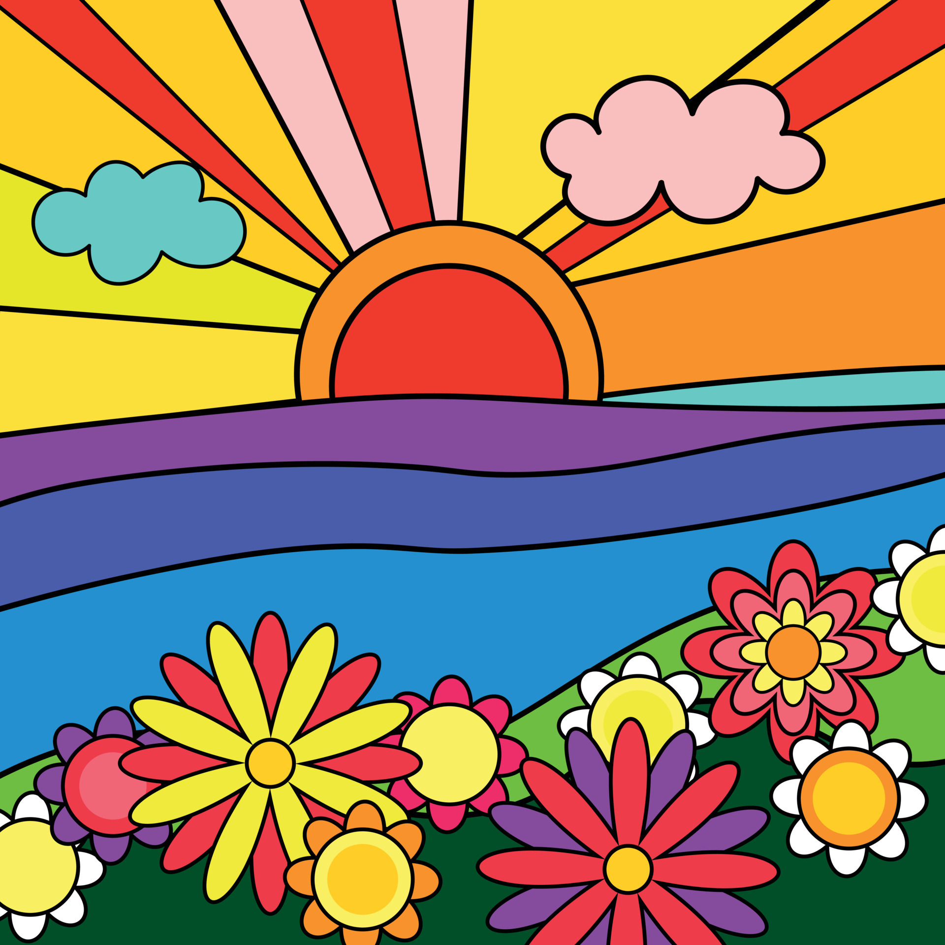 Hippie Groovy Flower Background Graphic by Lazy Sun · Creative Fabrica