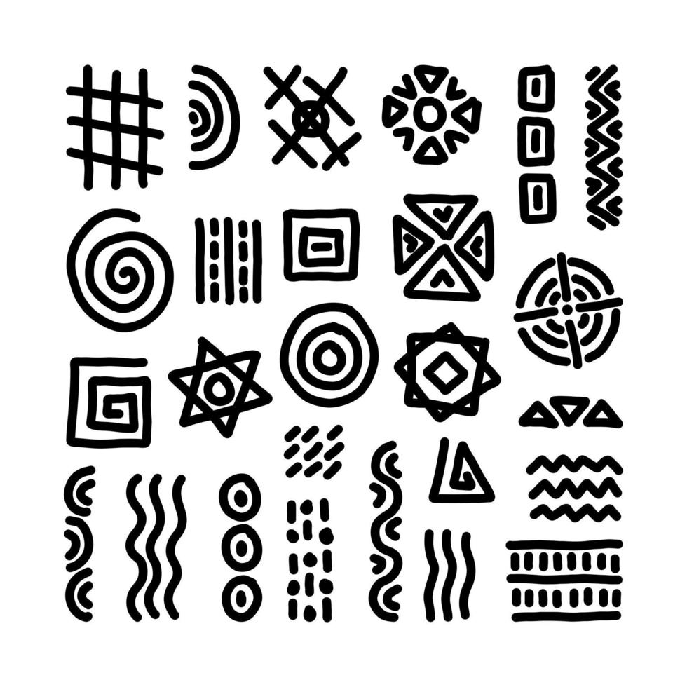 LARGE SET OF BLACK ABSTRACT ELEMENTS ON A WHITE BACKGROUND IN VECTOR