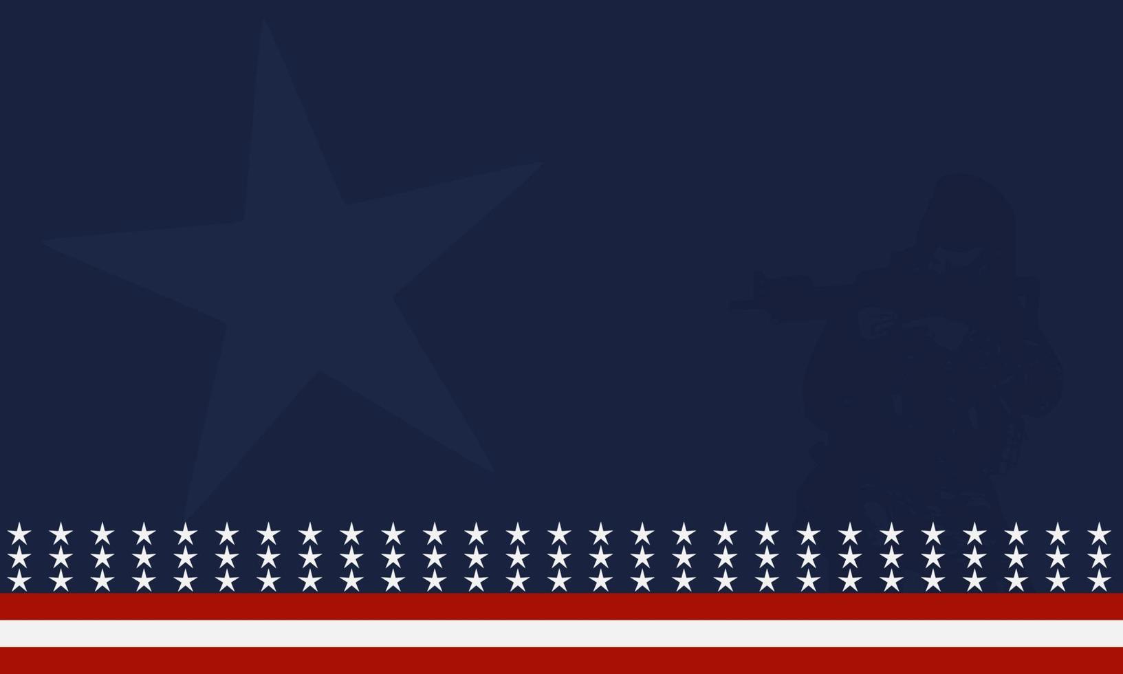 American flag with Silhouette of a veteran soldier, and copy space Area. Suitable to be placed on content with that theme. vector