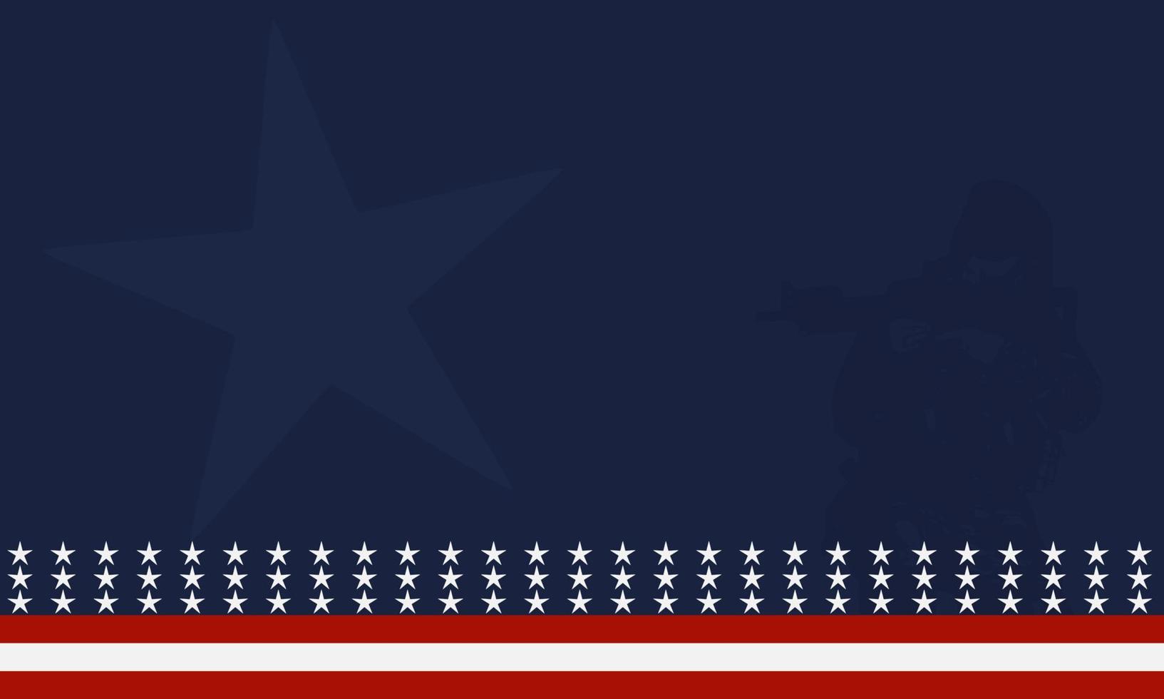 American flag with Silhouette of a veteran soldier, and copy space Area. Suitable to be placed on content with that theme. vector