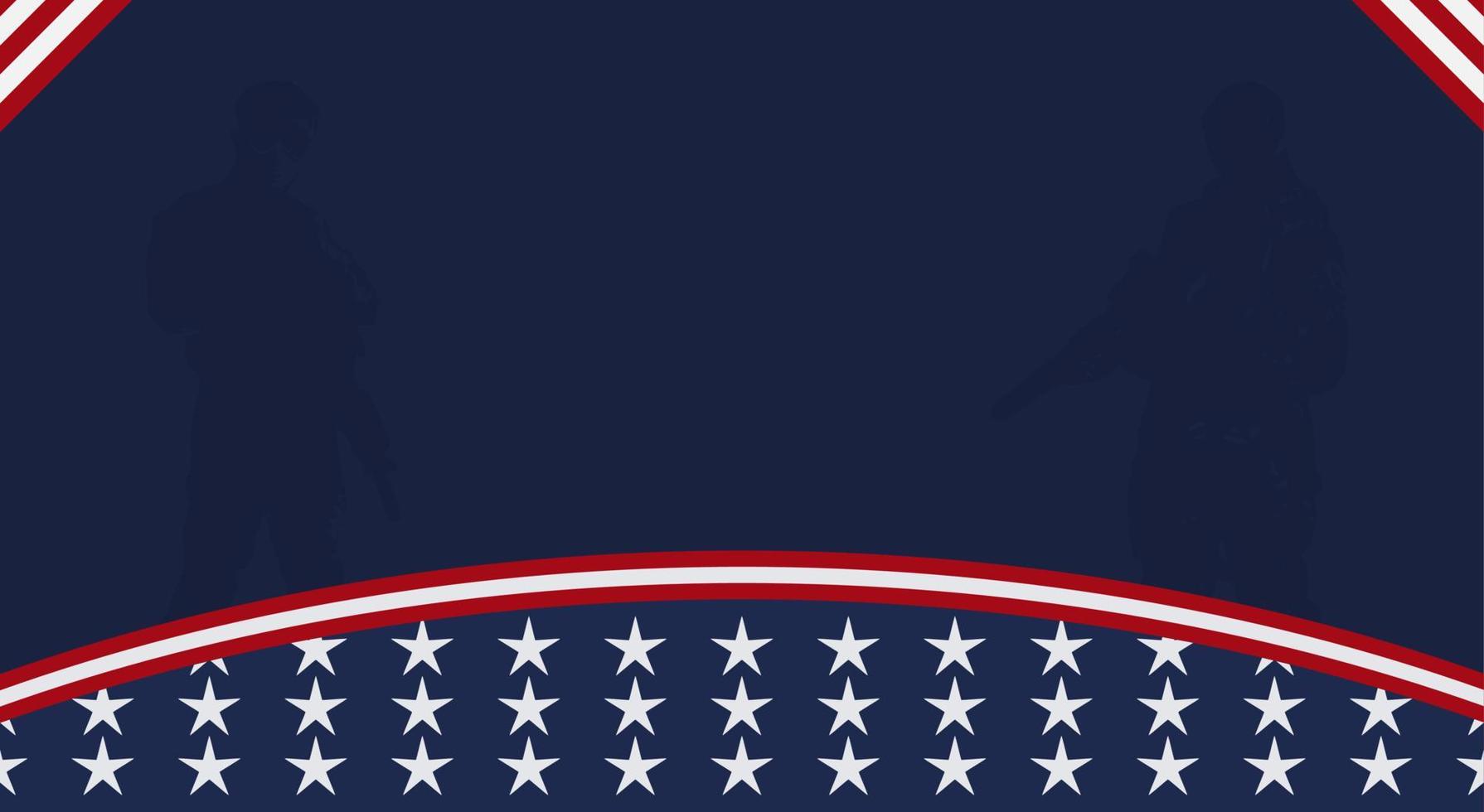 American flag with Silhouette of a veteran soldier, and copy space Area. Suitable to be placed on content with that theme. vector