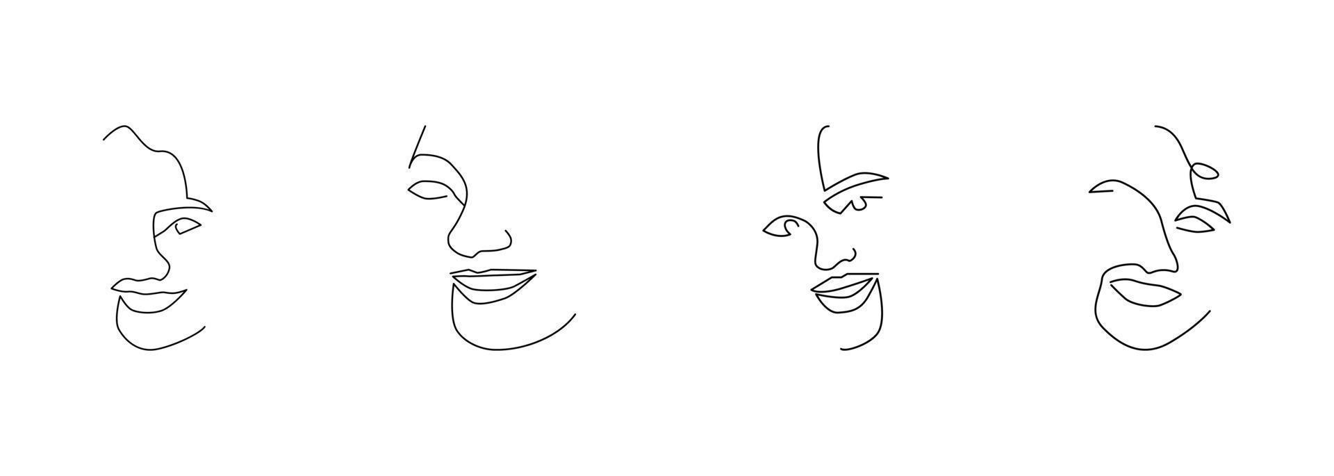 set of line art woman vector