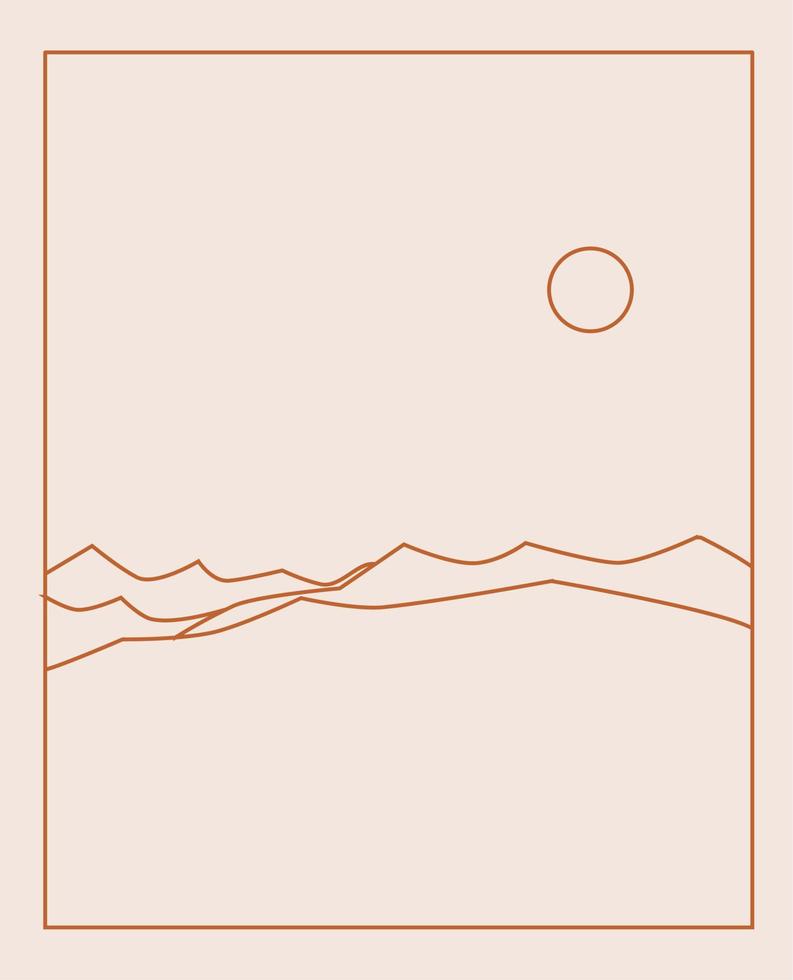 Boho Landscape Logos in Trendy Minimal Liner Style vector