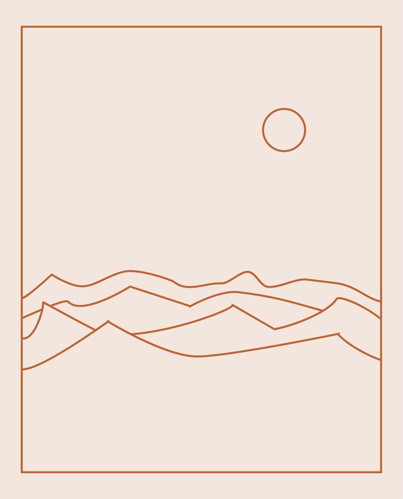 Boho Landscape Logos in Trendy Minimal Liner Style vector