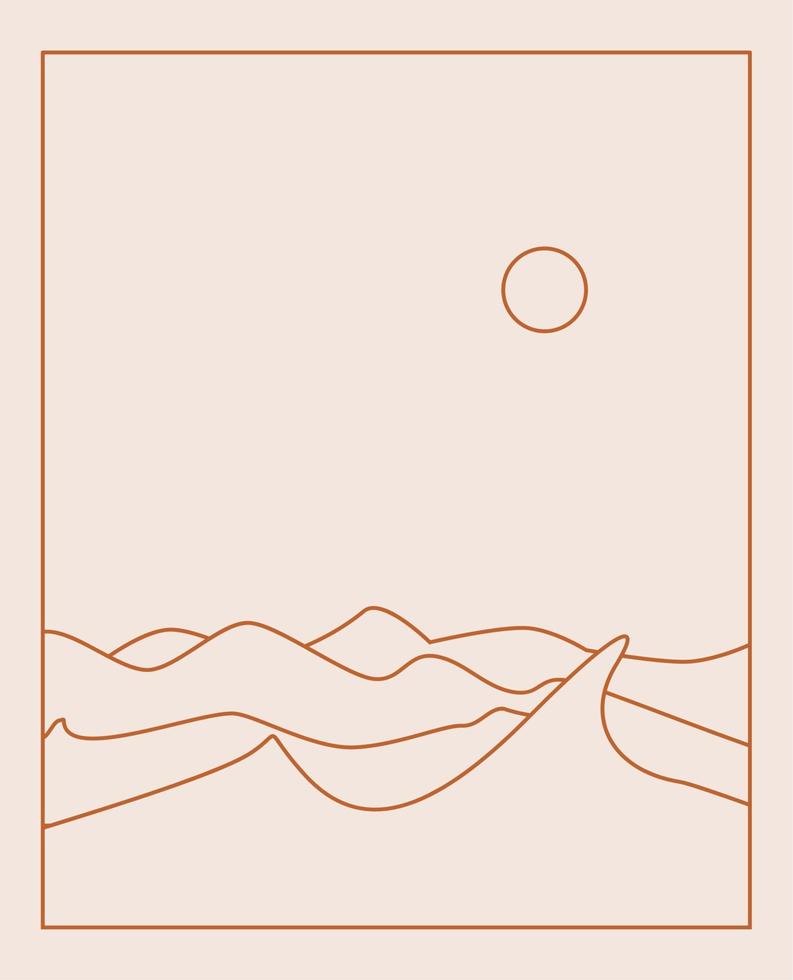 Boho Landscape Logos in Trendy Minimal Liner Style vector