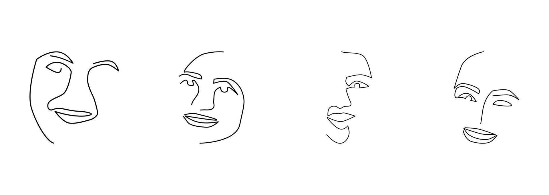 set of line art woman vector