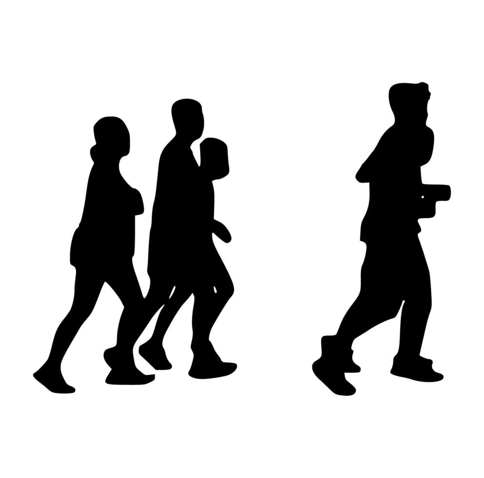 silhouette of running people vector