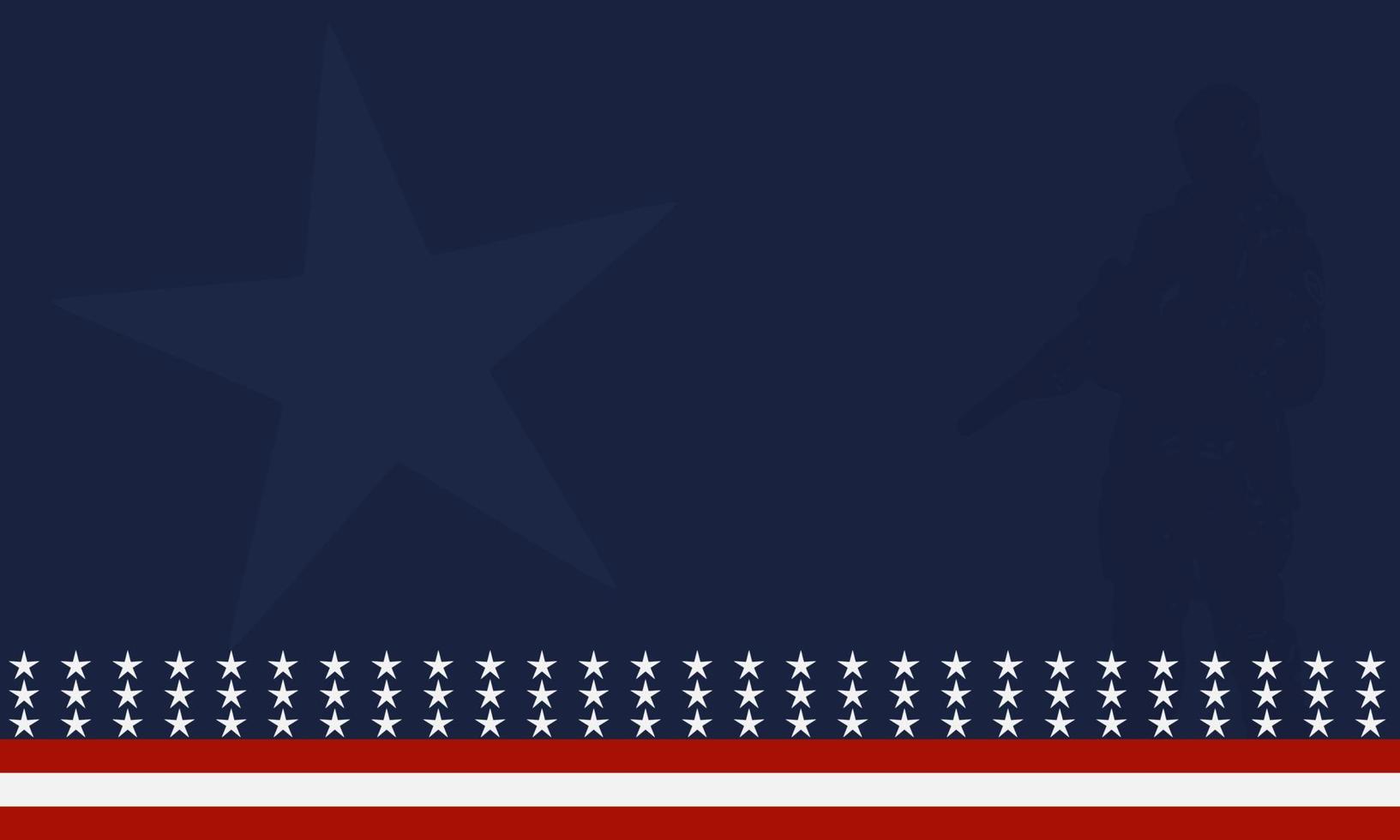 American flag with Silhouette of a veteran soldier, and copy space Area. Suitable to be placed on content with that theme. vector