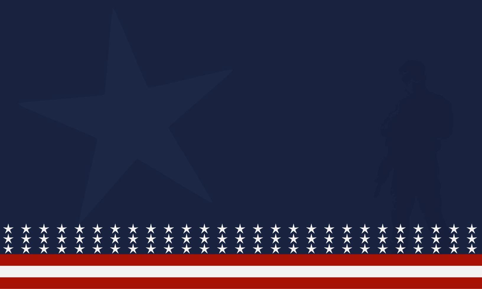 American flag with Silhouette of a veteran soldier, and copy space Area. Suitable to be placed on content with that theme. vector