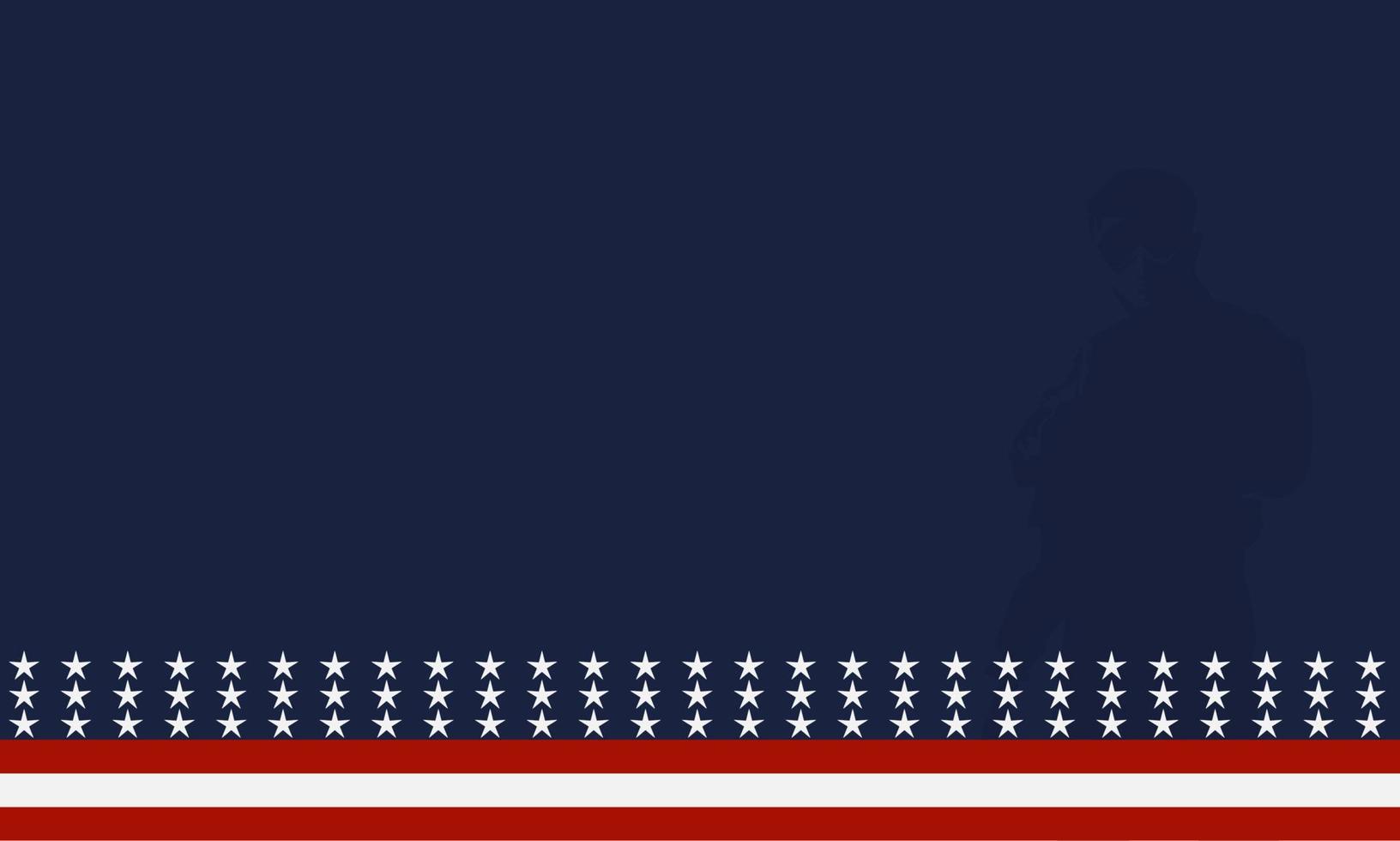 American flag with Silhouette of a veteran soldier, and copy space Area. Suitable to be placed on content with that theme. vector