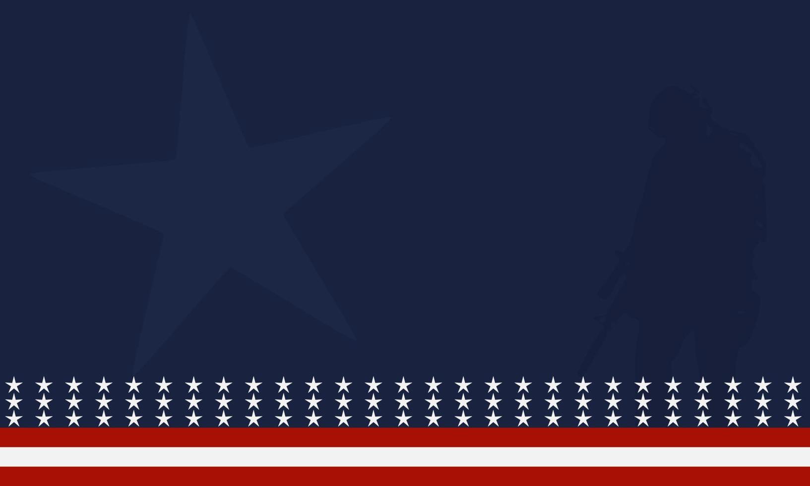 American flag with Silhouette of a veteran soldier, and copy space Area. Suitable to be placed on content with that theme. vector