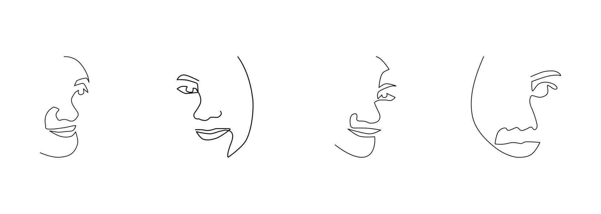 set of line art woman vector