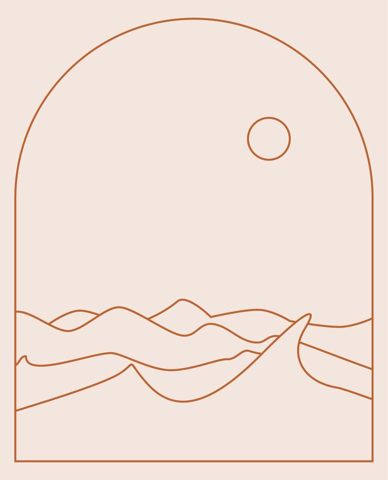 Boho Landscape Logos in Trendy Minimal Liner Style vector