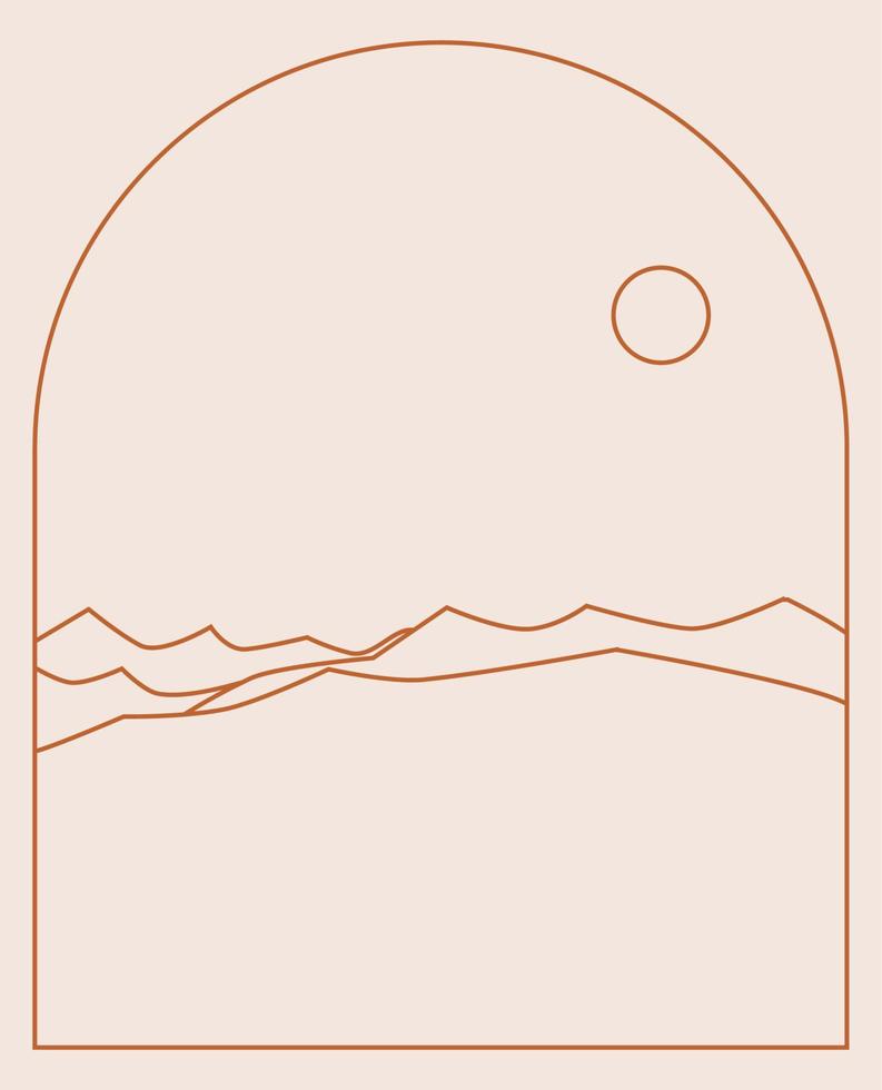 Boho Landscape Logos in Trendy Minimal Liner Style vector