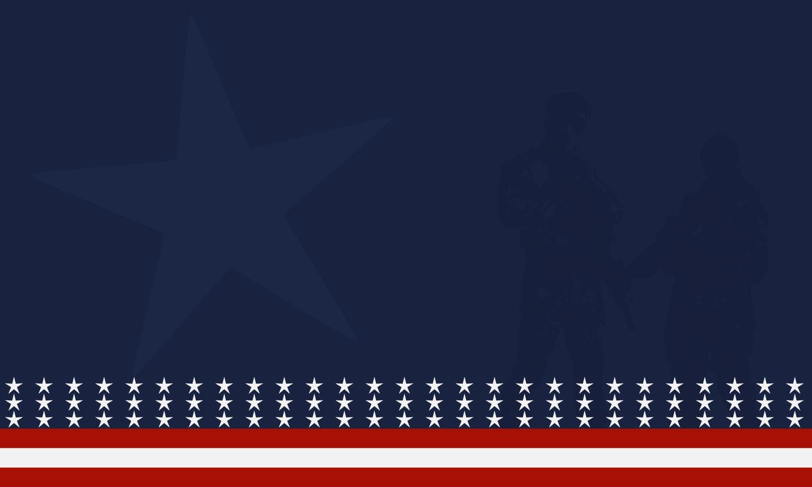 American flag with Silhouette of a veteran soldier, and copy space Area. Suitable to be placed on content with that theme. vector