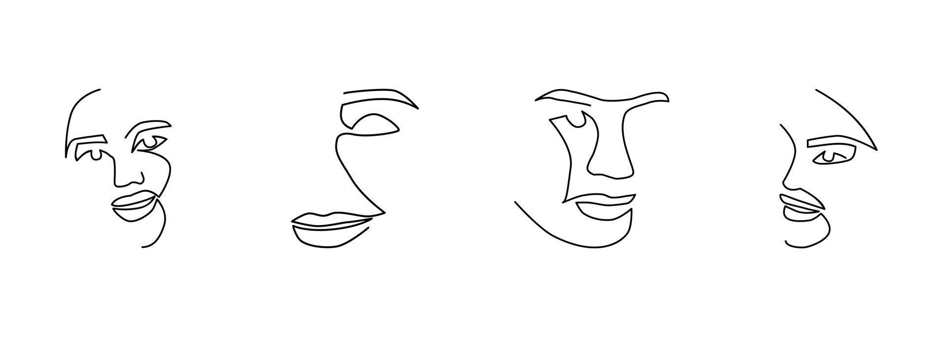 set of line art woman vector