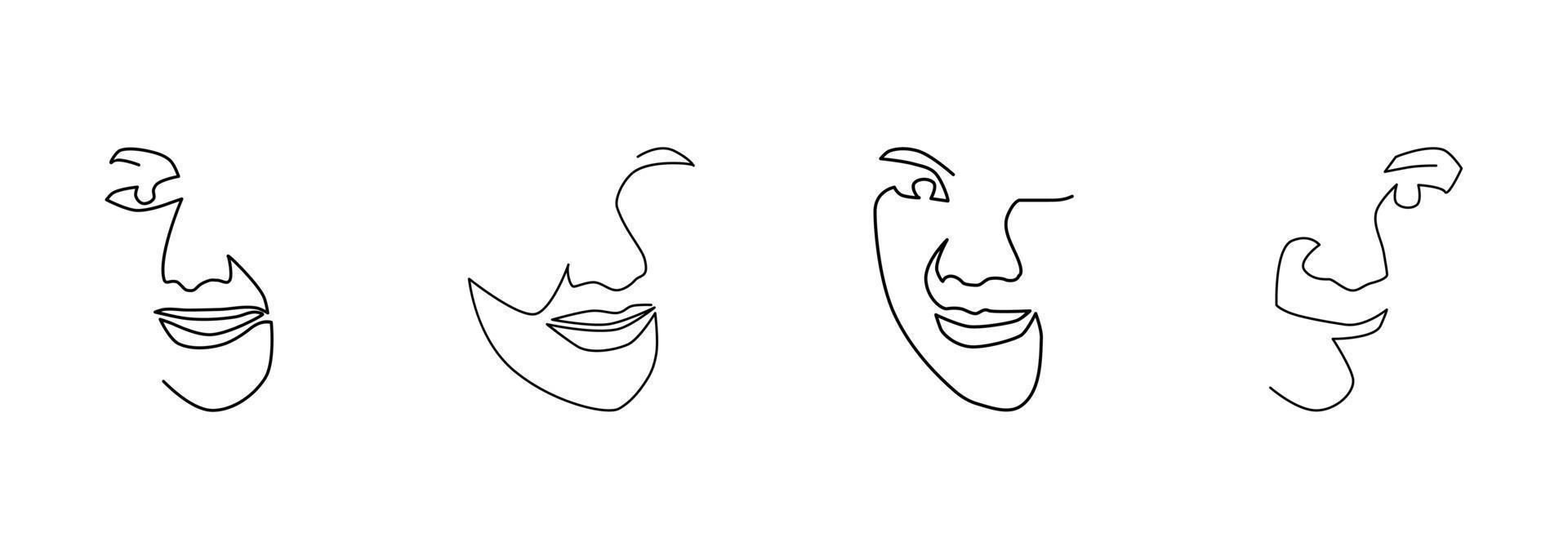 set of line art woman vector