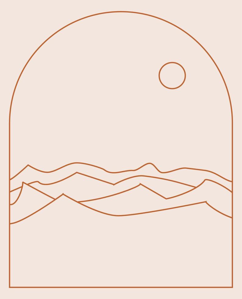 Boho Landscape Logos in Trendy Minimal Liner Style vector