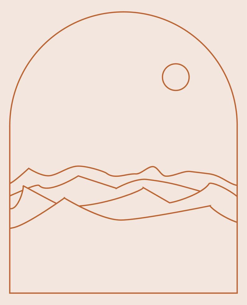 logotipos de paisajes boho en un moderno estilo minimalista vector