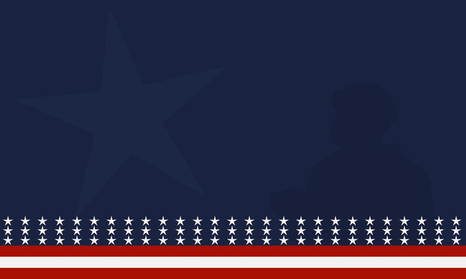 American flag with Silhouette of a veteran soldier, and copy space Area. Suitable to be placed on content with that theme. vector