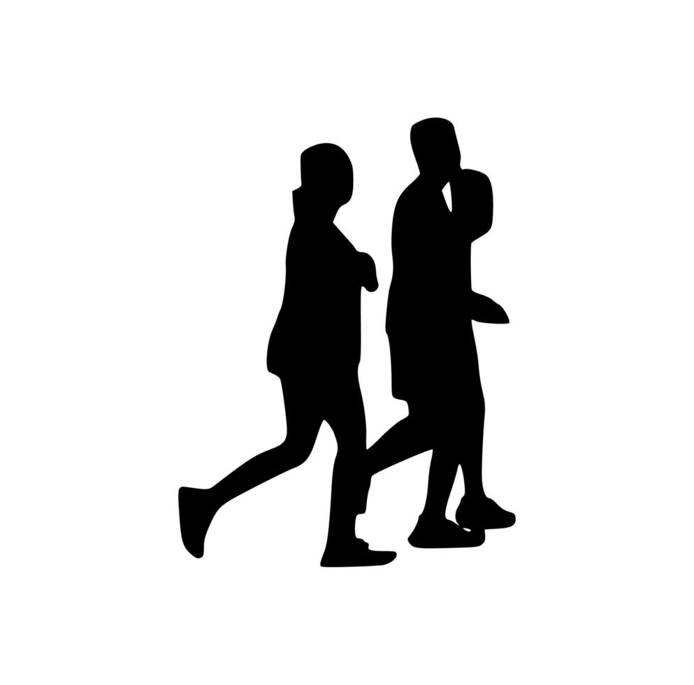 silhouette of running people vector