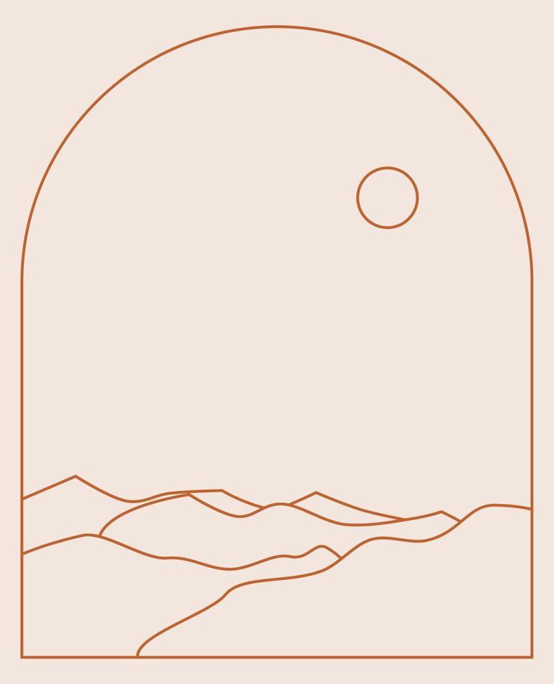Boho Landscape Logos in Trendy Minimal Liner Style vector