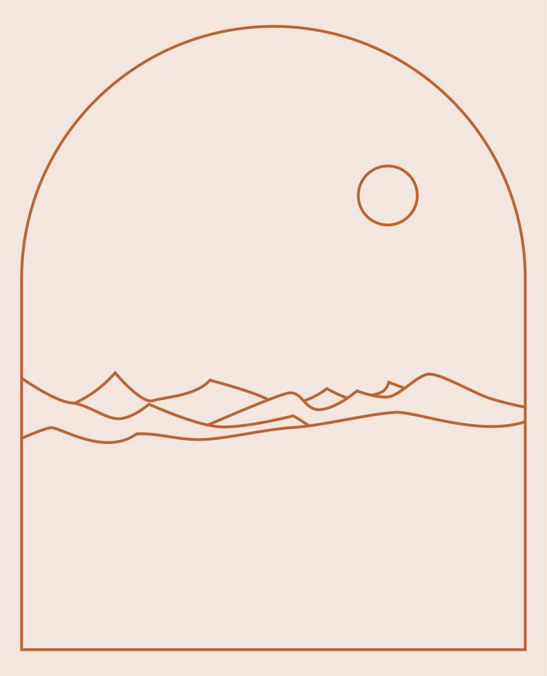 Boho Landscape Logos in Trendy Minimal Liner Style vector