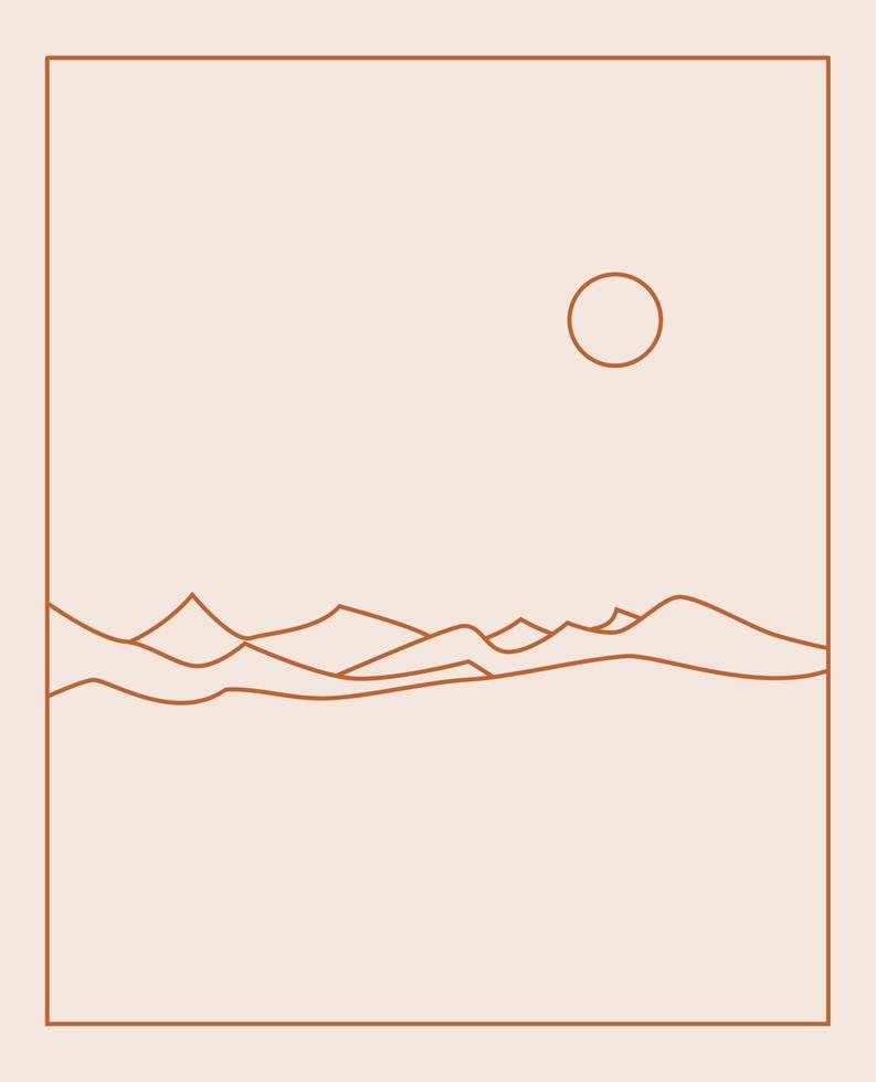 Boho Landscape Logos in Trendy Minimal Liner Style vector