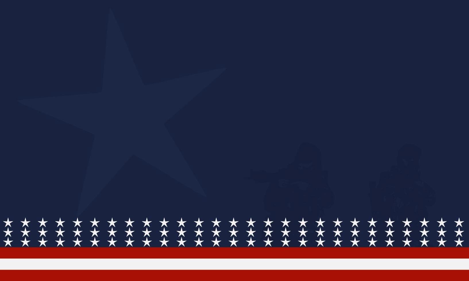 American flag with Silhouette of a veteran soldier, and copy space Area. Suitable to be placed on content with that theme. vector