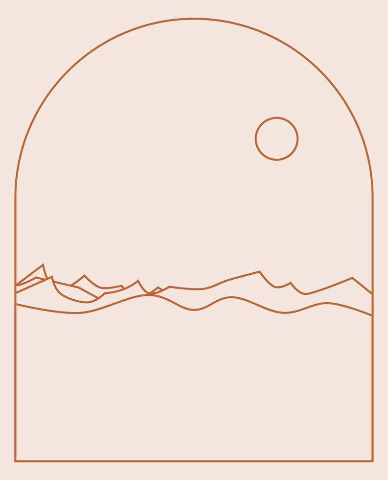 Boho Landscape Logos in Trendy Minimal Liner Style vector