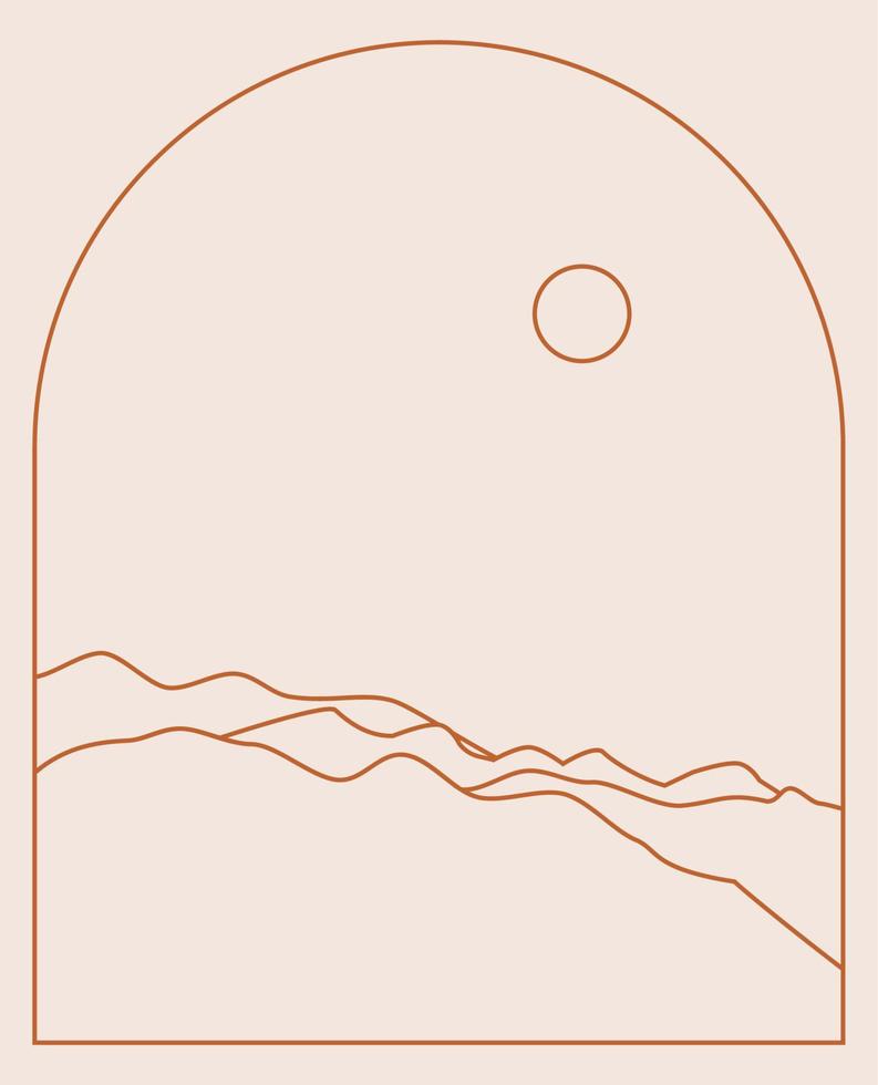 Boho Landscape Logos in Trendy Minimal Liner Style vector