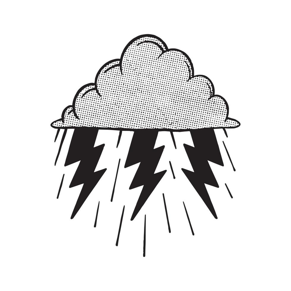 hand drawn cloud rain vintage doodle illustration for tattoo stickers poster etc vector