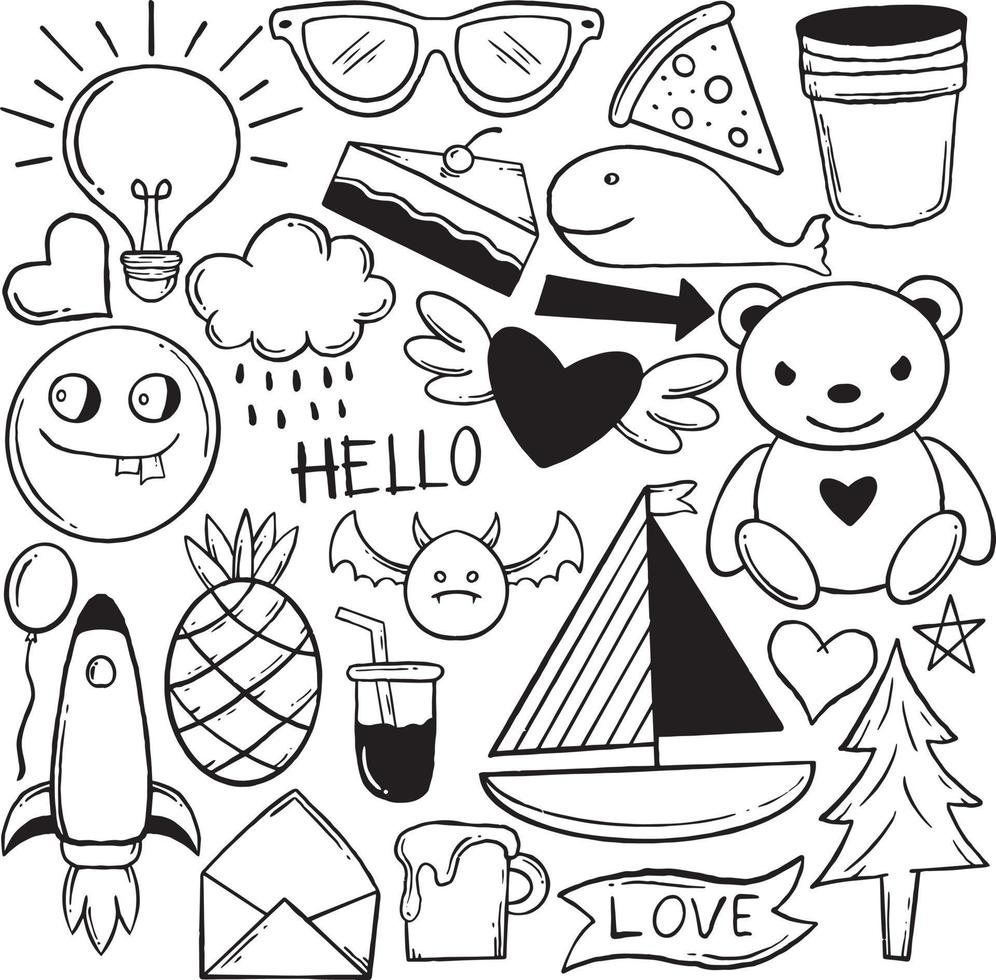 colección dibujado a mano niños doodle ilustración vector