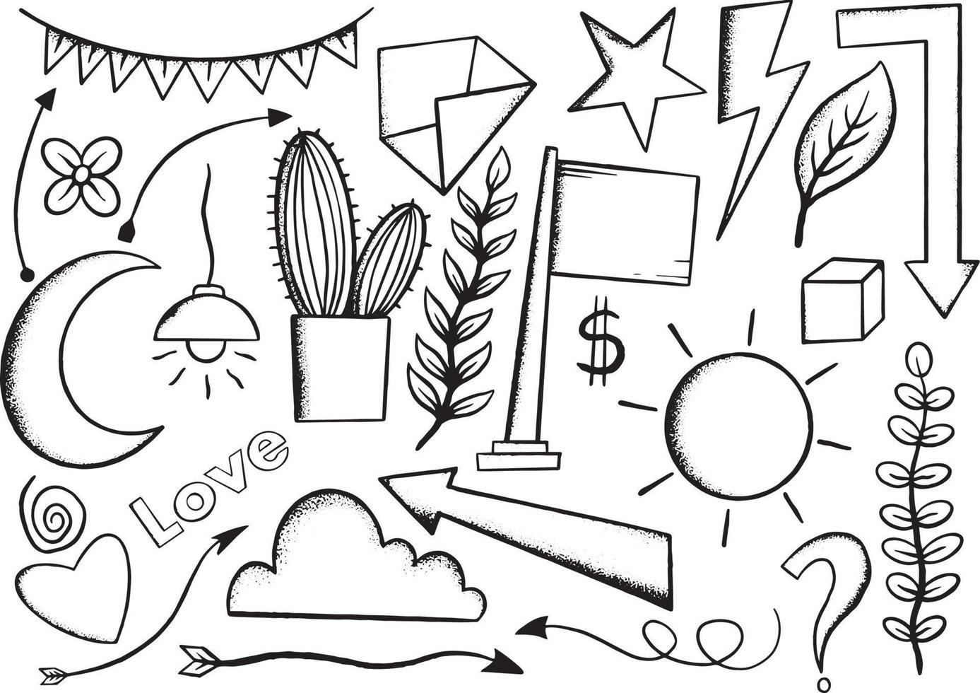 collection hand drawn kids doodle illustration for stickers poster etc vector