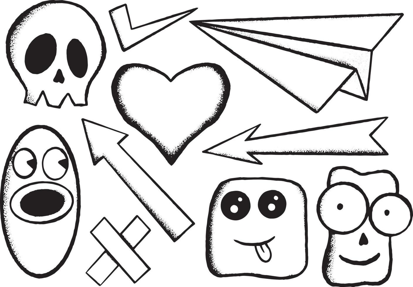 collection hand drawn kids doodle illustration for stickers poster etc vector