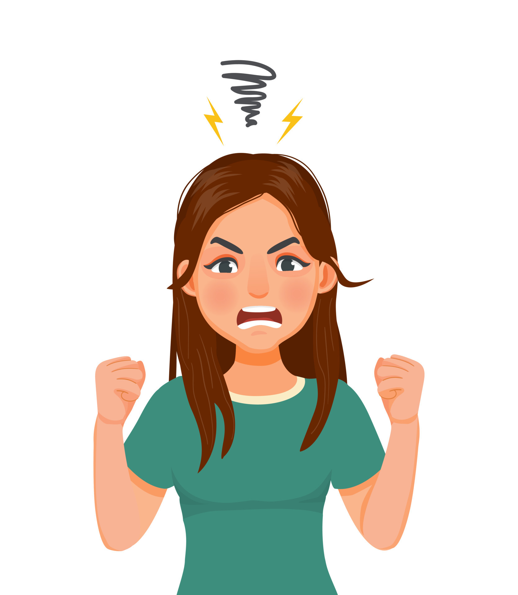 young woman annoyed angry in furious gesture screaming in anger showing her fist expressing her