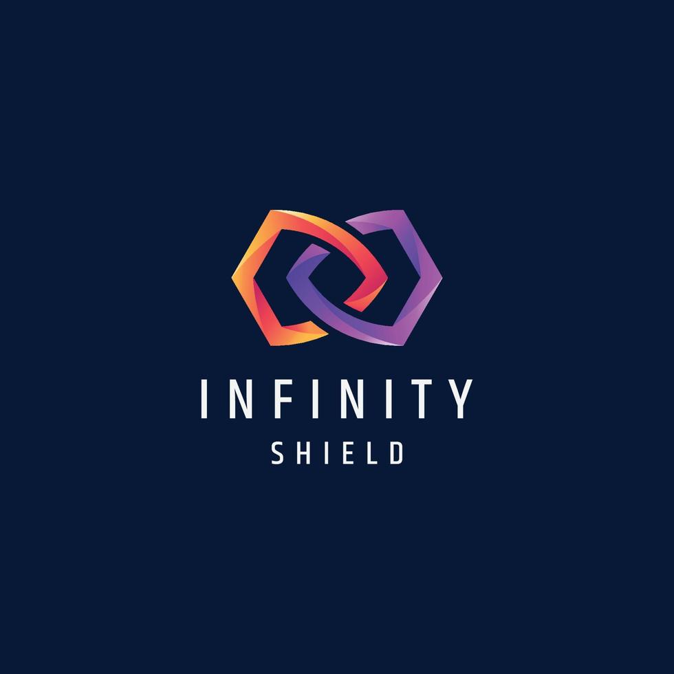 Infinity shield security colorful gradient logo icon design template vector