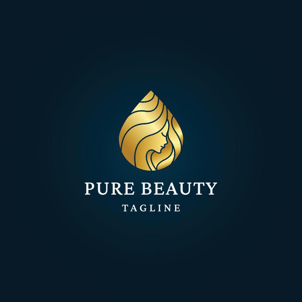 Beauty women gold gradient logo icon design template vector illustration