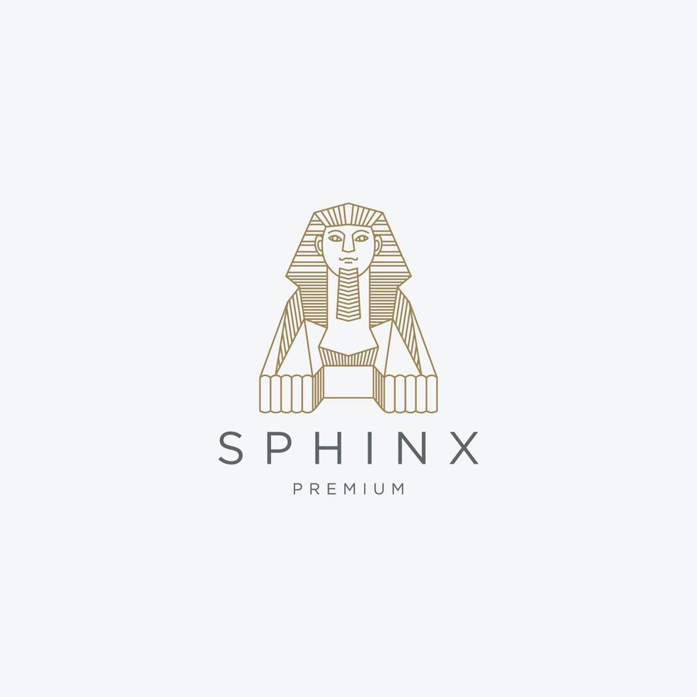 Luxurious Sphinx egyptian landmark mono line logo icon design template flat vector illustration