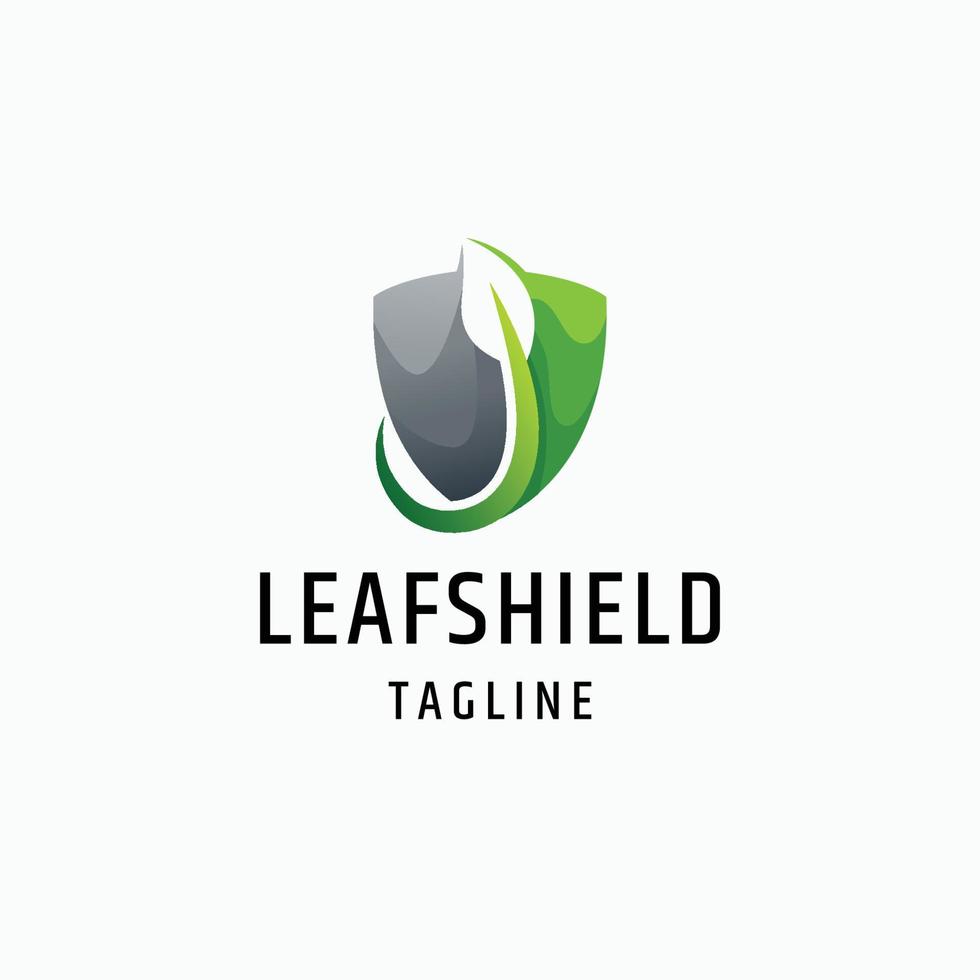 Leaf shield nature security flat logo icon design template vector illustration