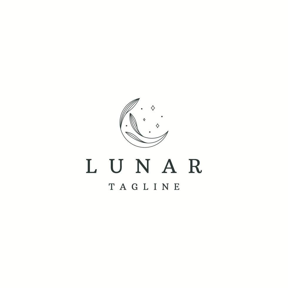 luna creciente línea lunar estilo de arte logotipo icono plantilla de diseño vector plano