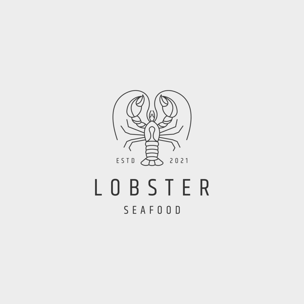 vector de plantilla de diseño de icono de logotipo minimalista de mariscos de langosta