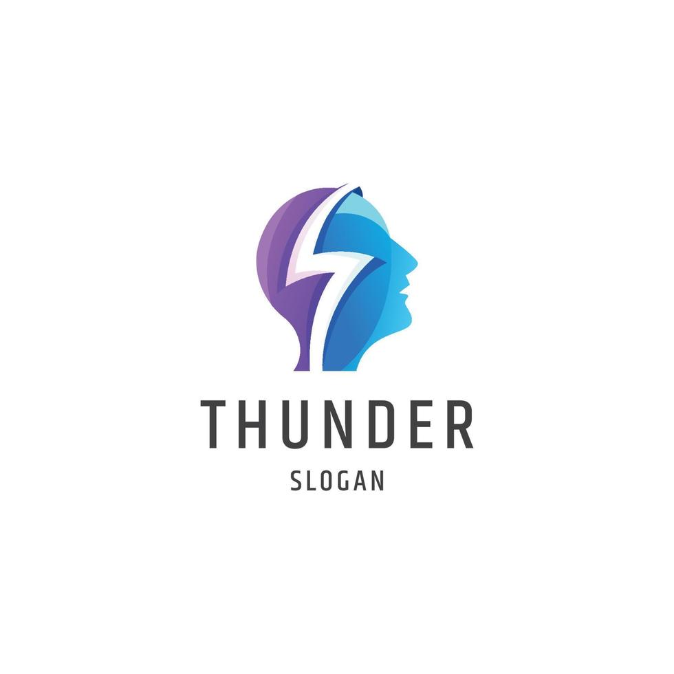Human Head thunder colorful gradient logo icon design template vector illustration