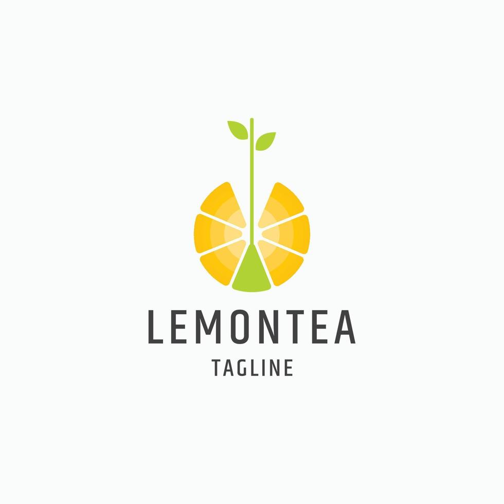 Ilustración de vector de plantilla de diseño plano de icono de logotipo de té de limón