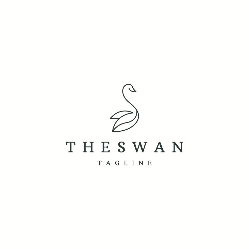 Swan line style logo icon design template flat vector