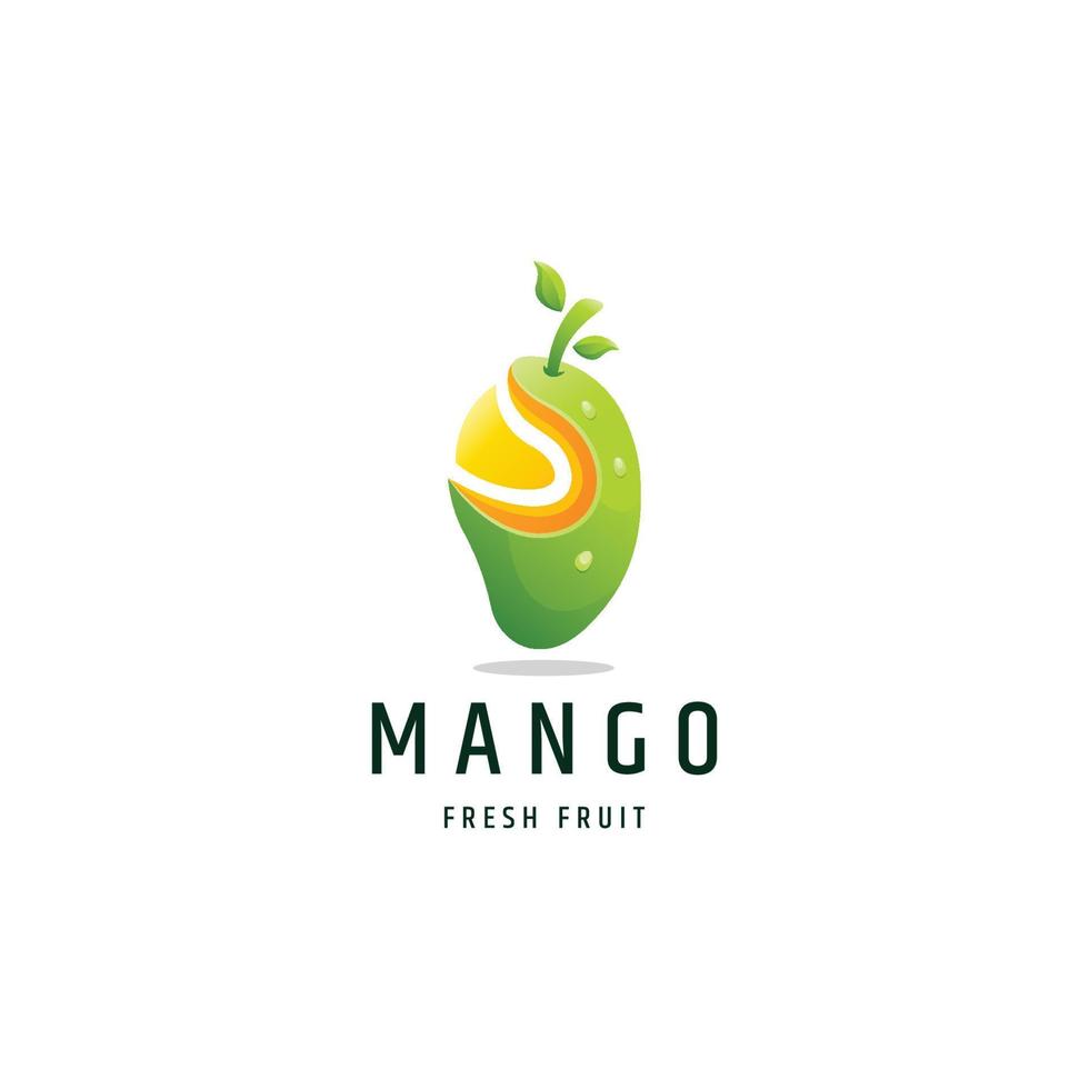 Ilustración de vector de plantilla de diseño de icono de logotipo degradado colorido de fruta de mango