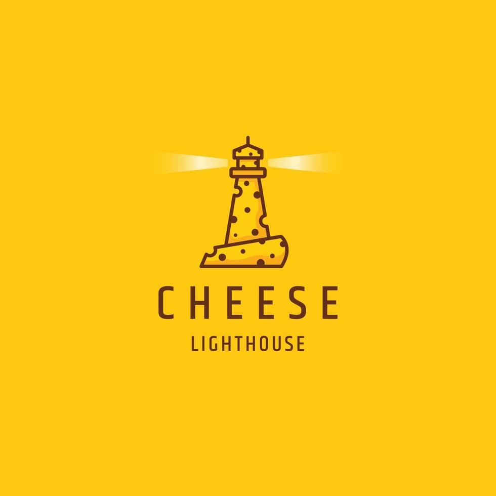 Ilustración de vector de plantilla de diseño de icono de logotipo plano de queso de faro